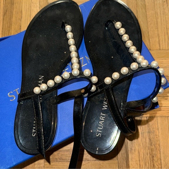Stuart Whitman Goldie black jelly sandals with pearls - Picture 5 of 8